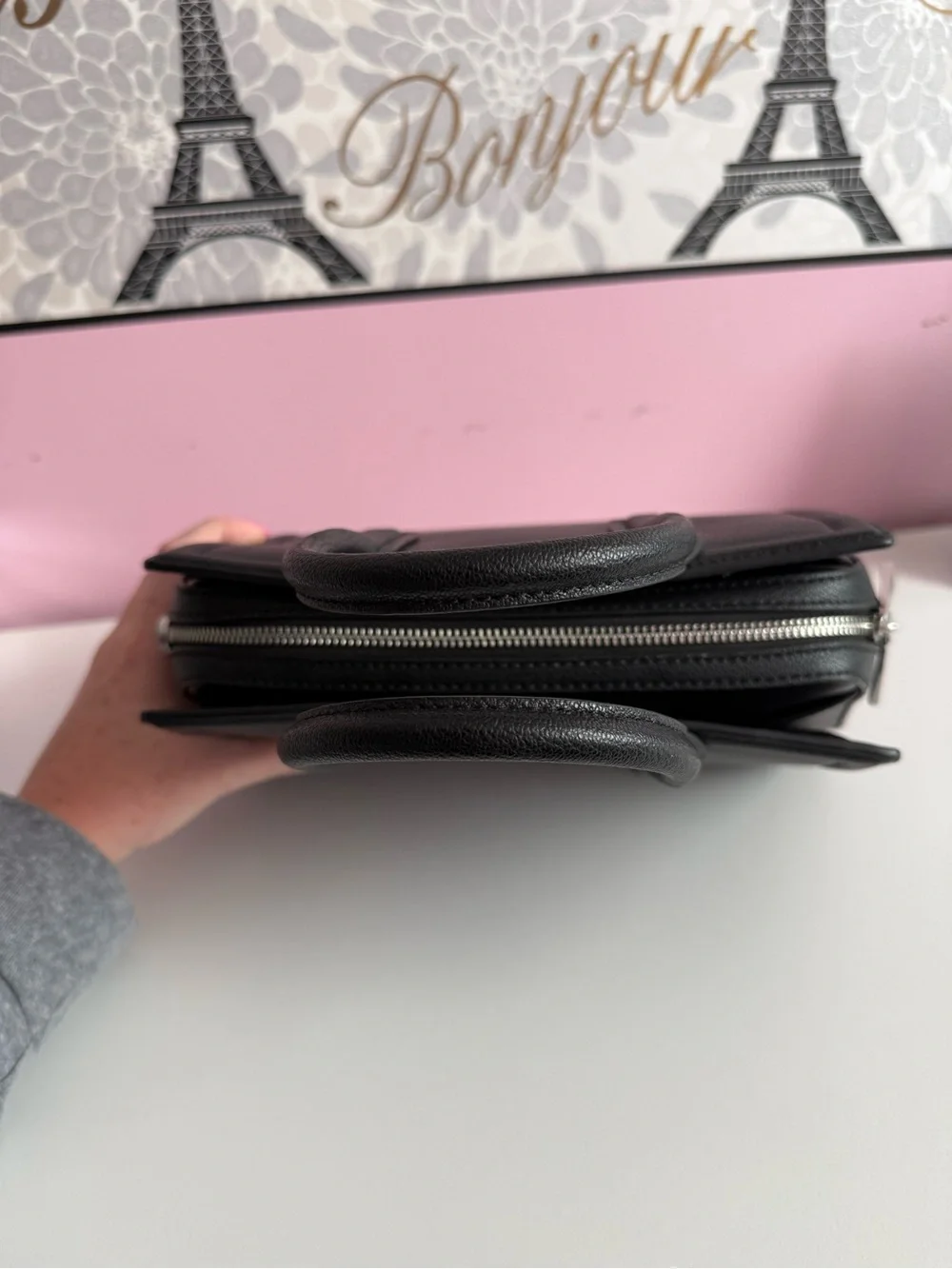 Michael Kors Black Pebbled Leather Structured Satchel